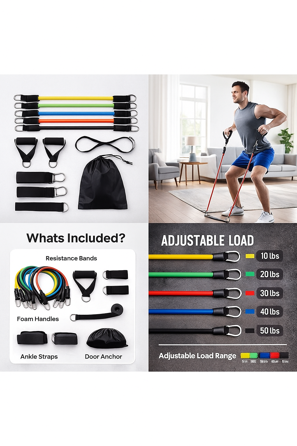 11-Piece Premium Resistance Band Set – Full Body Workout Kit