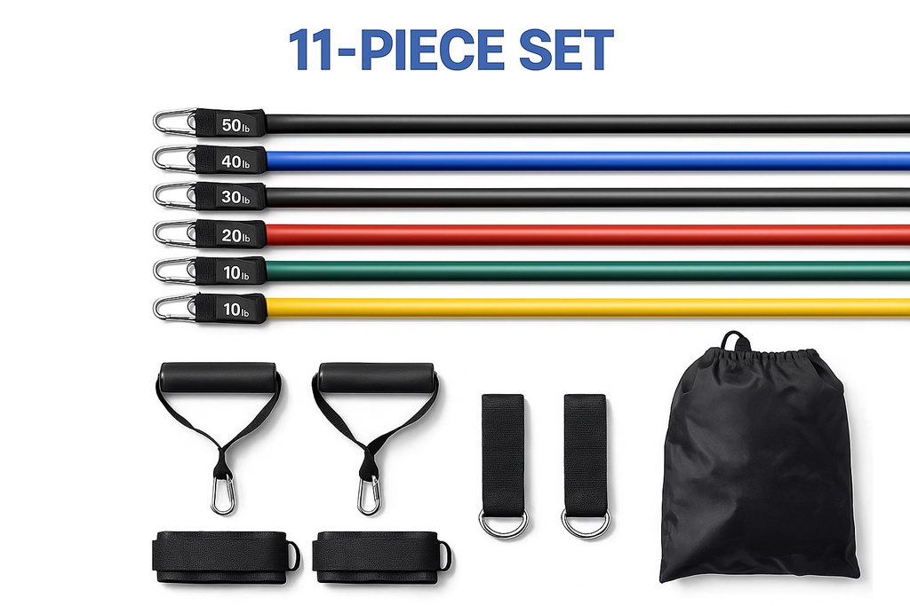 11-Piece Premium Resistance Band Set – Full Body Workout Kit