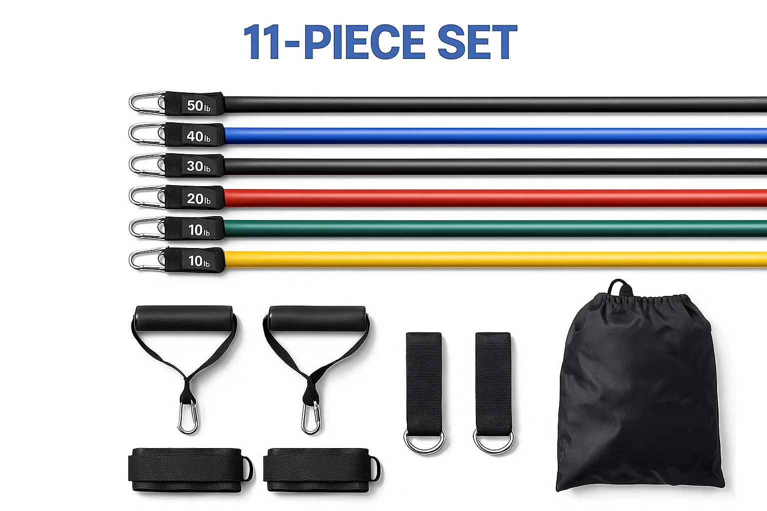 11-Piece Premium Resistance Band Set – Full Body Workout Kit